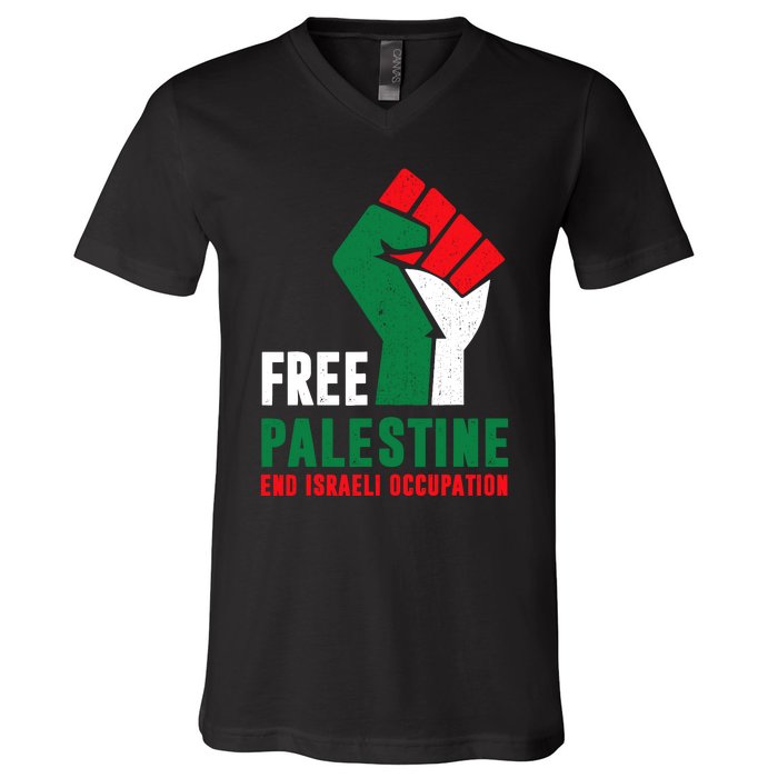 Free Palestine Gaza Freedom End Israeli Occupation V-Neck T-Shirt