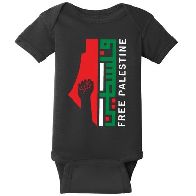 Free Palestine Gaza Flag Arabic Freedom For Palestinians Baby Bodysuit