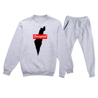 Free Palestine Gaza Palestinian Flag Arabic Premium Crewneck Sweatsuit Set