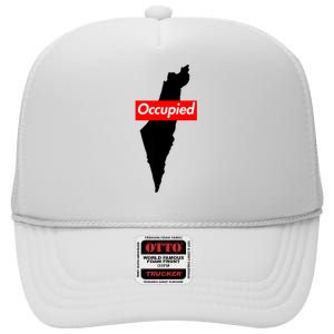 Free Palestine Gaza Palestinian Flag Arabic High Crown Mesh Back Trucker Hat