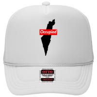 Free Palestine Gaza Palestinian Flag Arabic High Crown Mesh Back Trucker Hat