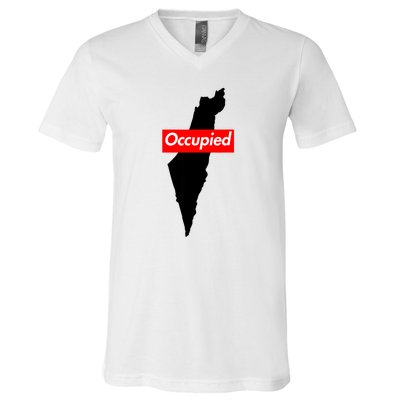 Free Palestine Gaza Palestinian Flag Arabic V-Neck T-Shirt