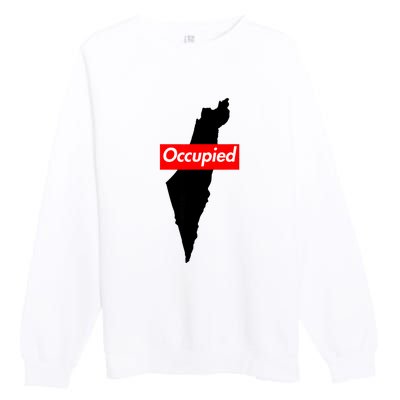 Free Palestine Gaza Palestinian Flag Arabic Premium Crewneck Sweatshirt