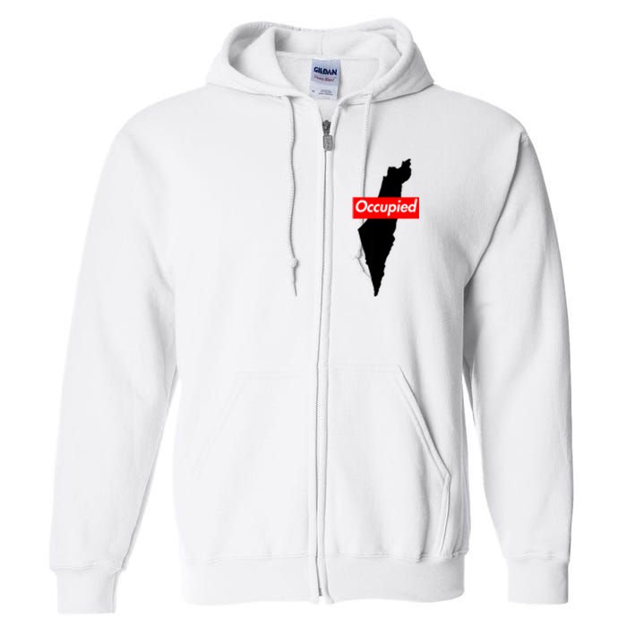 Free Palestine Gaza Palestinian Flag Arabic Full Zip Hoodie