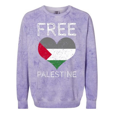 Free Palestine Gaza Freedom Palestine Flag Heart Protest Colorblast Crewneck Sweatshirt