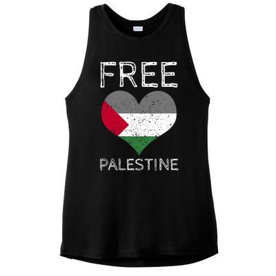 Free Palestine Gaza Freedom Palestine Flag Heart Protest Ladies PosiCharge Tri-Blend Wicking Tank