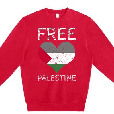 Free Palestine Gaza Freedom Palestine Flag Heart Protest Premium Crewneck Sweatshirt