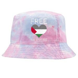 Free Palestine Gaza Freedom Palestine Flag Heart Protest Tie-Dyed Bucket Hat