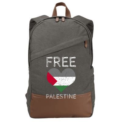 Free Palestine Gaza Freedom Palestine Flag Heart Protest Cotton Canvas Backpack