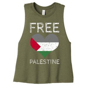 Free Palestine Gaza Freedom Palestine Flag Heart Protest Women's Racerback Cropped Tank