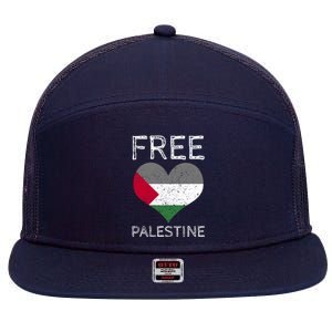 Free Palestine Gaza Freedom Palestine Flag Heart Protest 7 Panel Mesh Trucker Snapback Hat