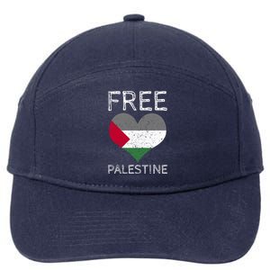 Free Palestine Gaza Freedom Palestine Flag Heart Protest 7-Panel Snapback Hat