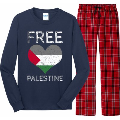 Free Palestine Gaza Freedom Palestine Flag Heart Protest Long Sleeve Pajama Set