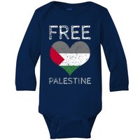 Free Palestine Gaza Freedom Palestine Flag Heart Protest Baby Long Sleeve Bodysuit