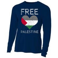 Free Palestine Gaza Freedom Palestine Flag Heart Protest Cooling Performance Long Sleeve Crew