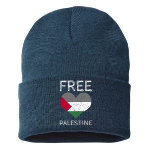 Free Palestine Gaza Freedom Palestine Flag Heart Protest Sustainable Knit Beanie