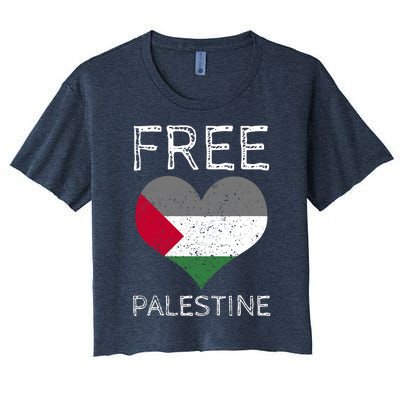 Free Palestine Gaza Freedom Palestine Flag Heart Protest Women's Crop Top Tee