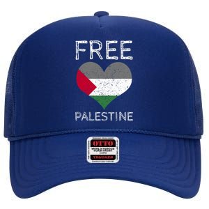 Free Palestine Gaza Freedom Palestine Flag Heart Protest High Crown Mesh Back Trucker Hat