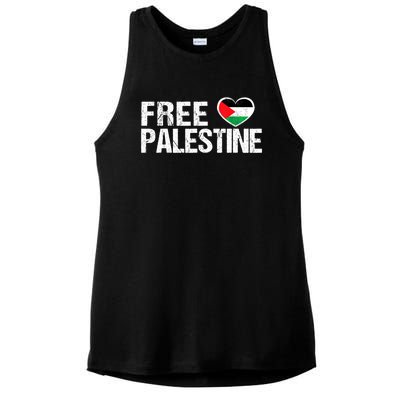 Free Palestine Gaza Palestinian Flag Heart Ladies PosiCharge Tri-Blend Wicking Tank