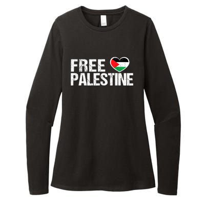 Free Palestine Gaza Palestinian Flag Heart Womens CVC Long Sleeve Shirt