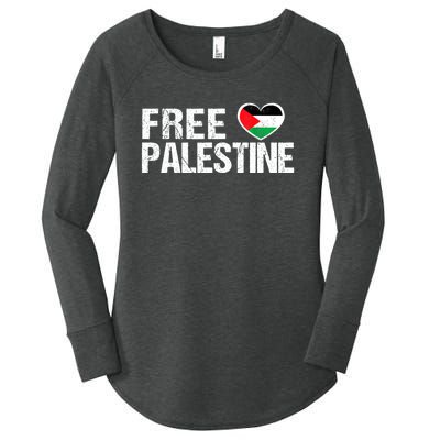 Free Palestine Gaza Palestinian Flag Heart Women's Perfect Tri Tunic Long Sleeve Shirt