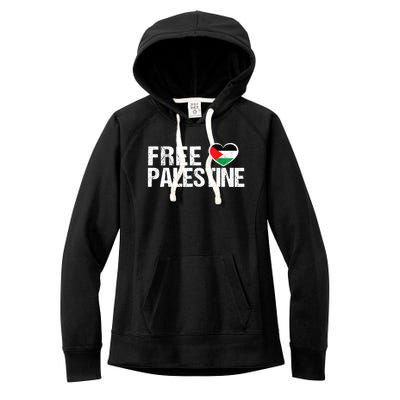 Free Palestine Gaza Palestinian Flag Heart Women's Fleece Hoodie