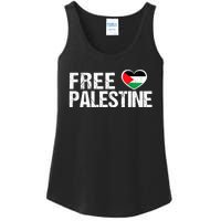 Free Palestine Gaza Palestinian Flag Heart Ladies Essential Tank