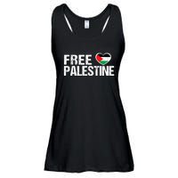 Free Palestine Gaza Palestinian Flag Heart Ladies Essential Flowy Tank