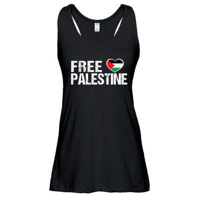 Free Palestine Gaza Palestinian Flag Heart Ladies Essential Flowy Tank