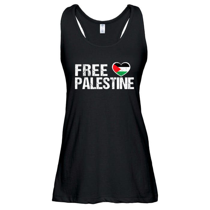 Free Palestine Gaza Palestinian Flag Heart Ladies Essential Flowy Tank