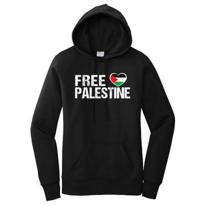 Free Palestine Gaza Palestinian Flag Heart Women's Pullover Hoodie