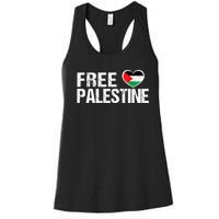 Free Palestine Gaza Palestinian Flag Heart Women's Racerback Tank