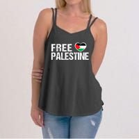 Free Palestine Gaza Palestinian Flag Heart Women's Strappy Tank