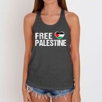 Free Palestine Gaza Palestinian Flag Heart Women's Knotted Racerback Tank