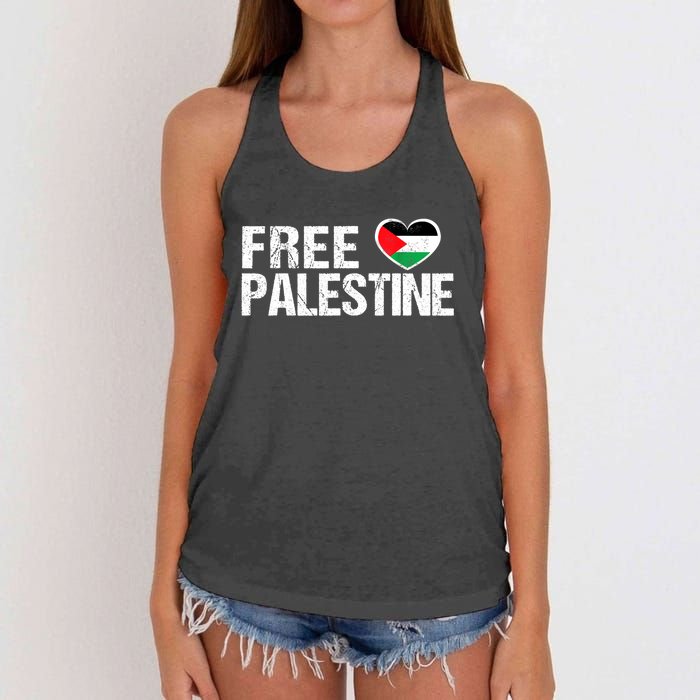 Free Palestine Gaza Palestinian Flag Heart Women's Knotted Racerback Tank