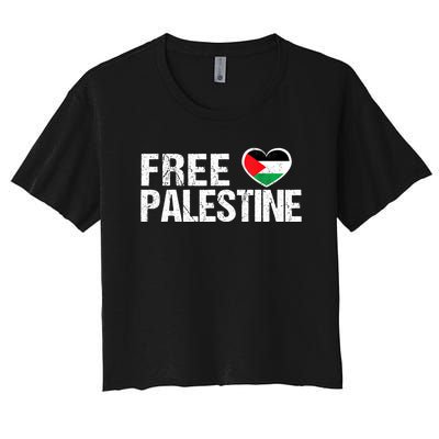 Free Palestine Gaza Palestinian Flag Heart Women's Crop Top Tee