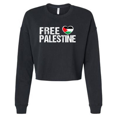 Free Palestine Gaza Palestinian Flag Heart Cropped Pullover Crew