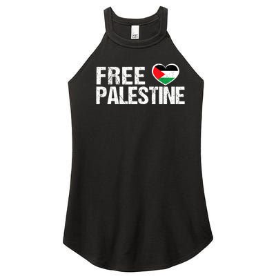 Free Palestine Gaza Palestinian Flag Heart Women's Perfect Tri Rocker Tank