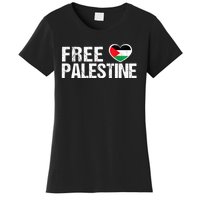 Free Palestine Gaza Palestinian Flag Heart Women's T-Shirt