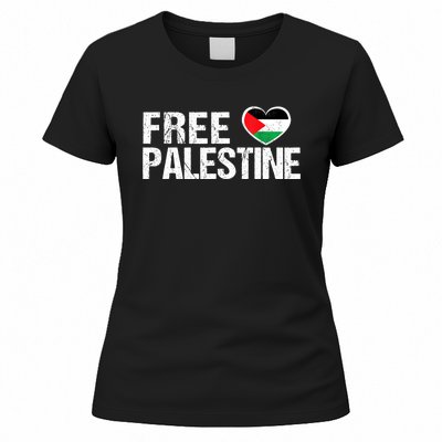 Free Palestine Gaza Palestinian Flag Heart Women's T-Shirt