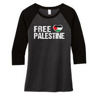 Free Palestine Gaza Palestinian Flag Heart Women's Tri-Blend 3/4-Sleeve Raglan Shirt