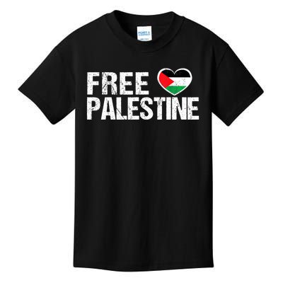 Free Palestine Gaza Palestinian Flag Heart Kids T-Shirt