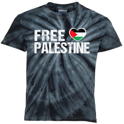 Free Palestine Gaza Palestinian Flag Heart Kids Tie-Dye T-Shirt