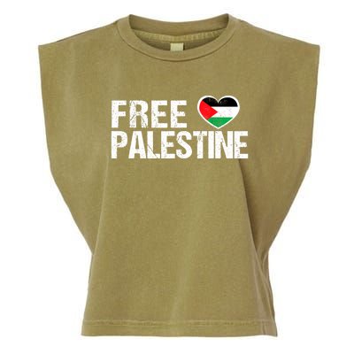 Free Palestine Gaza Palestinian Flag Heart Garment-Dyed Women's Muscle Tee