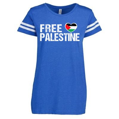 Free Palestine Gaza Palestinian Flag Heart Enza Ladies Jersey Football T-Shirt