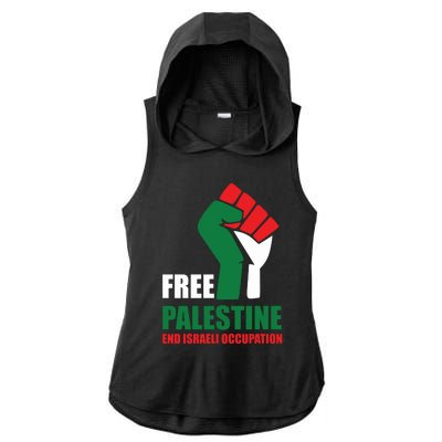 Free Palestine Gaza Freedom End Israeli Occupation Ladies PosiCharge Tri-Blend Wicking Draft Hoodie Tank