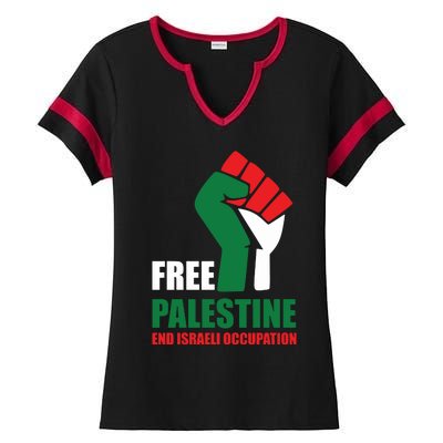 Free Palestine Gaza Freedom End Israeli Occupation Ladies Halftime Notch Neck Tee