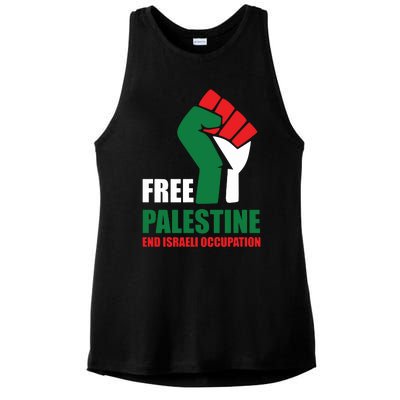 Free Palestine Gaza Freedom End Israeli Occupation Ladies PosiCharge Tri-Blend Wicking Tank