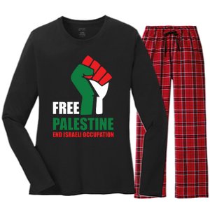 Free Palestine Gaza Freedom End Israeli Occupation Women's Long Sleeve Flannel Pajama Set 