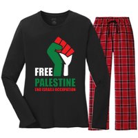 Free Palestine Gaza Freedom End Israeli Occupation Women's Long Sleeve Flannel Pajama Set 